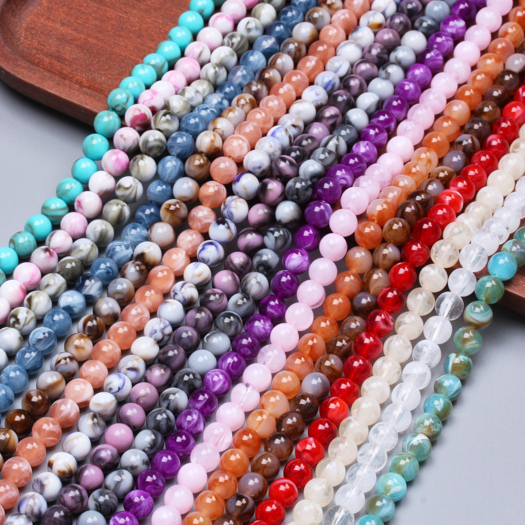 50 ชิ ้ น 8 มิลลิเมตรสร ้ างสรรค ์ เลียนแบบหินธรรมชาติรอบลูกปัดสีเมฆผล DIY สร ้ อยข ้ อมือสร ้ อยคอทําอุปกรณ ์ เสริม