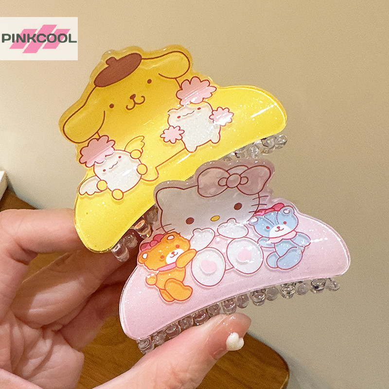Pinkcool Sanrio น ่ ารักสัตว ์ ผม Claw Kuromi Hello Kitty คลิปผมการ ์ ตูนกลับหัวฉลามคลิปสําหรับผู ้ หญิงสาวอุปกรณ ์ เสริมผมร ้ อน