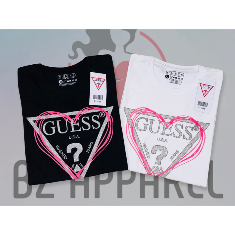 Guss Classic Letter logo Printing Fashion All-Match เสื้อยืด Unisex Collar Label+Tag
