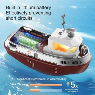 Rc Tug เรือเรือที่มีประสิทธิภาพ Dual มอเตอร์ 2.4G วิทยุรีโมทคอนโทรลเรือ Tugboat รุ่นไฟฟ้าของเล่นสําหรับ Boy