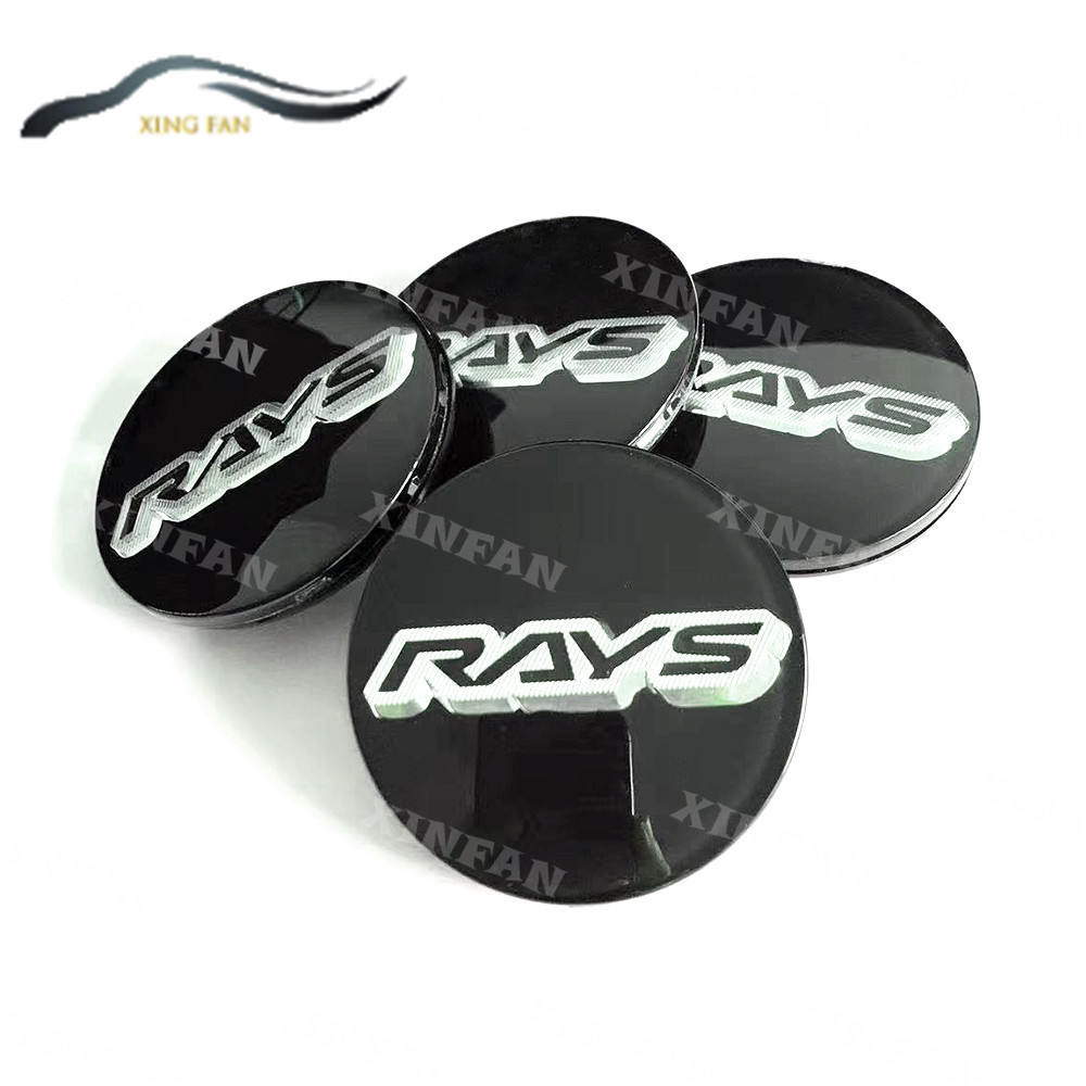 Xf 4PCS 66 มม.ล้อสีดําสําหรับ RAYS โลโก้ล้อขอบ Hub Caps ฝุ่น-Proof Cover Fit สําหรับ G025 G16 57G GT