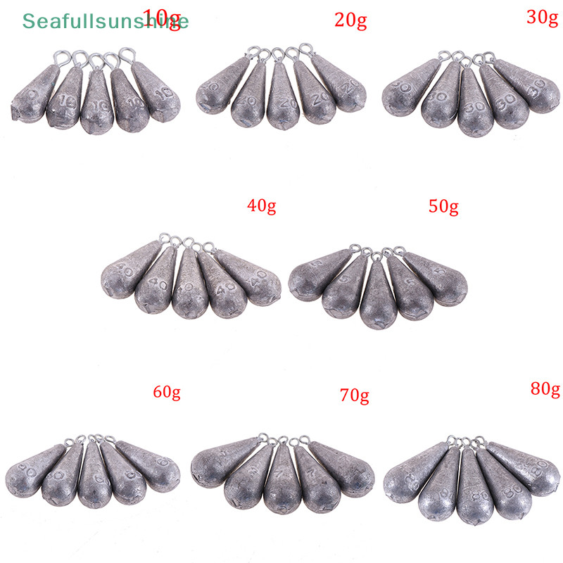 Seaf> 5 ชิ้น Open sinker อุปกรณ์เสริมรูปมะกอกสําหรับล่อตกปลาทะเล ดี