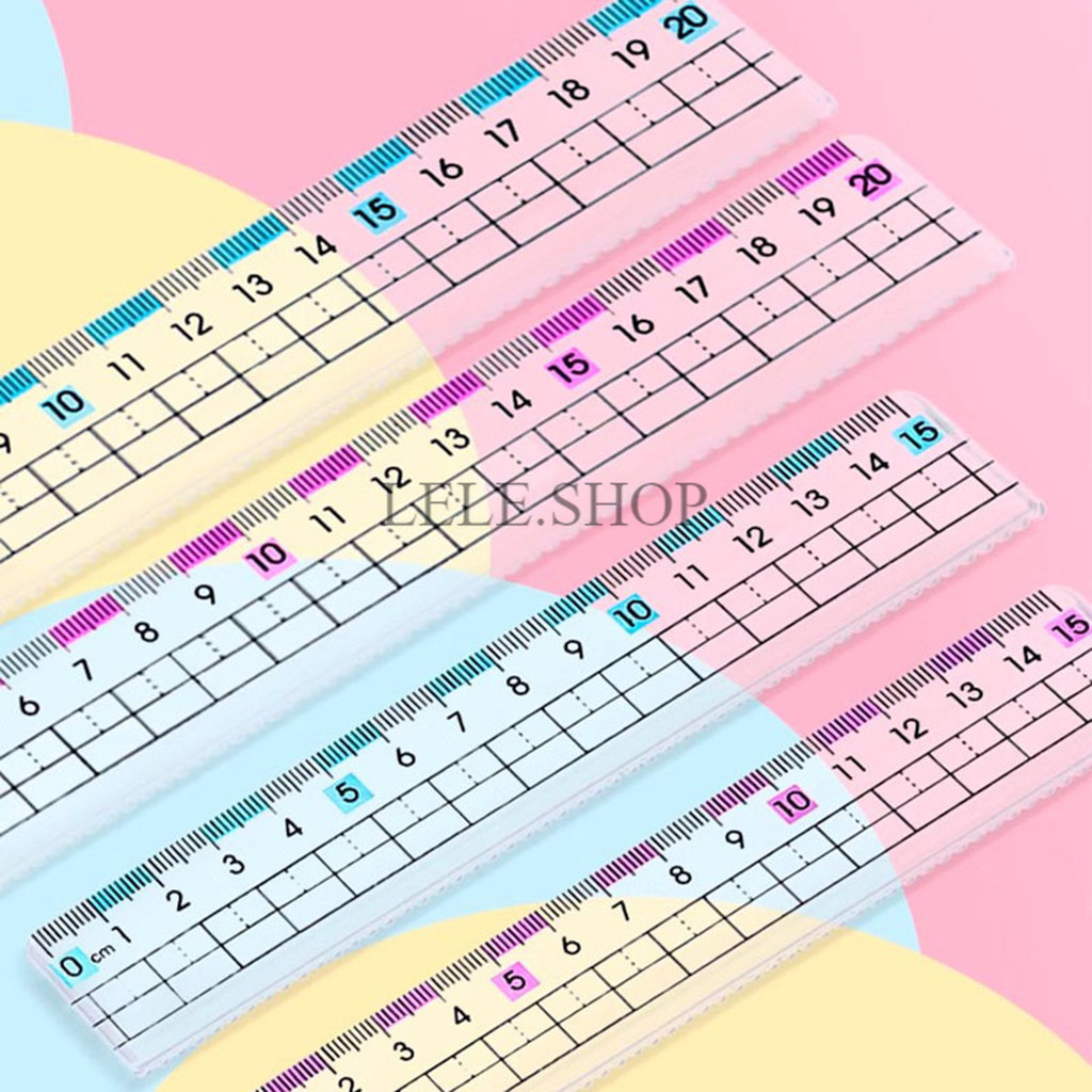 ไม้บรรทัดอะคริลิคใส มีแถบสีช่วยป้องกันสายตาสัน อุปกรณ์เครื่องเขียน มี3ขนาด 15/18/20CM มีสินค้าพร้อมส่ง