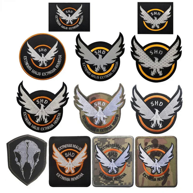 The Division เย็บปักถักร้อย Patch เกม Airsoft คอสเพลย์ PVC Armband SHD ปีก Out Badge ทหารยุทธวิธี Sk