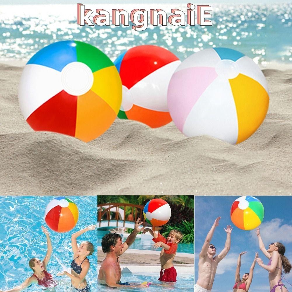 Kangnai ลูกบอลชายหาดเป่าลม, ลูกบอลชายหาดสายรุ้งขนาดใหญ่ 30 ซม., ของเล่นปาร์ตี้แสนสนุก, สีหกสี PVC Inflatable Pool Ball เด็ก