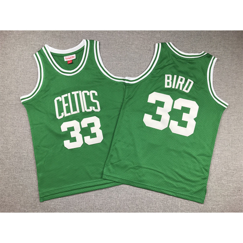 เวอร์ชั่นเด็ก เสื้อแข่ง NBA Boston Celtics #33 เสื้อบาสเก็ตบอล BIRD