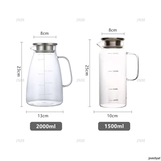 Nordic 1.5L/2L เหยือกน้ําแก้วทนความร้อนกาน้ําชาแก้วใสกาต้มน้ําน้ําผลไม้บ้านเหยือกเหยือกพร้อมขนาด