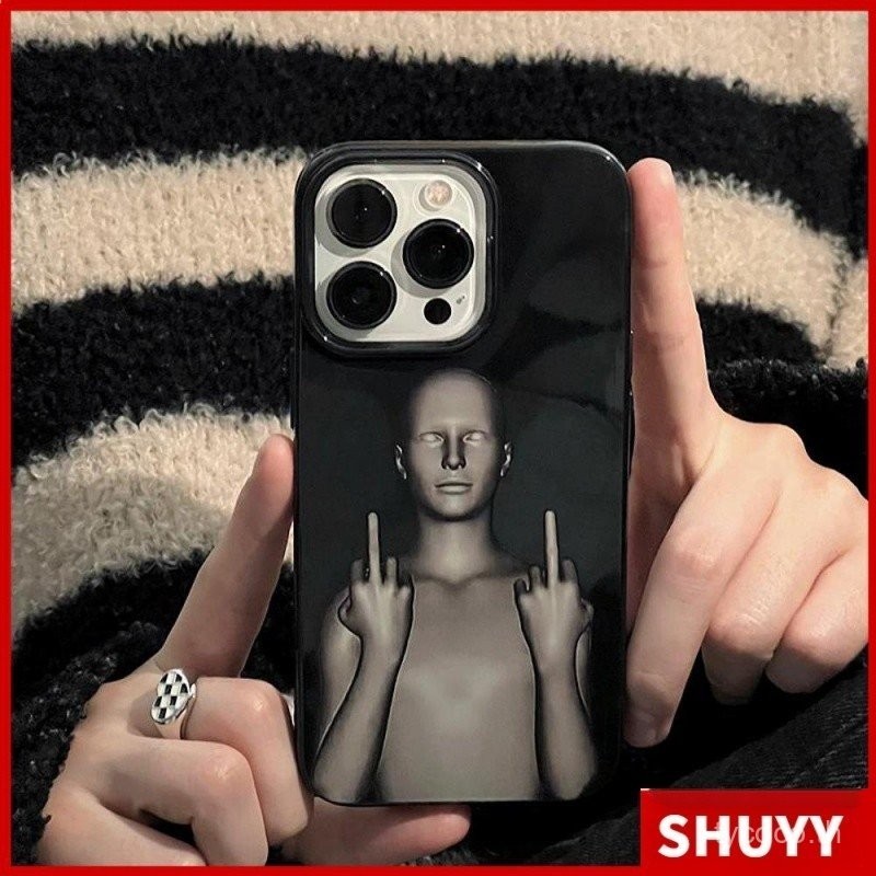 ภาพนิ้วกลางเคสโทรศัพท์สนุกใช้กับiphone15 14 13 12 11 pro shockeof7 8 14 15 plussoft shell 15 14 13 12 11 promaxanti-fall shell XR Xs xsmaxsilicone