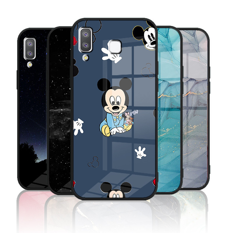 เคสกระจก Samsung galaxy A8 star เคสกระจกนิรภัย Hard Back Cover Soft Silicon Edge