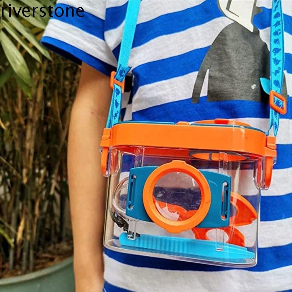 Riverstone Bug Viewer, พลาสติกแบบพกพาแมลงกล่อง,เด็กการเรียนรู้การพัฒนาชุดของเล่นโปร่งใส Magnifiable กรงจับแมลงของเล่นเพื่อการศึกษา