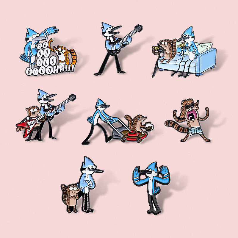 Anime Regular Show Series เข็มกลัดการ์ตูนตัวอักษร Mordecai Rigby ป้ายโลหะเสื้อผ้าอุปกรณ์เสริม Pin เค