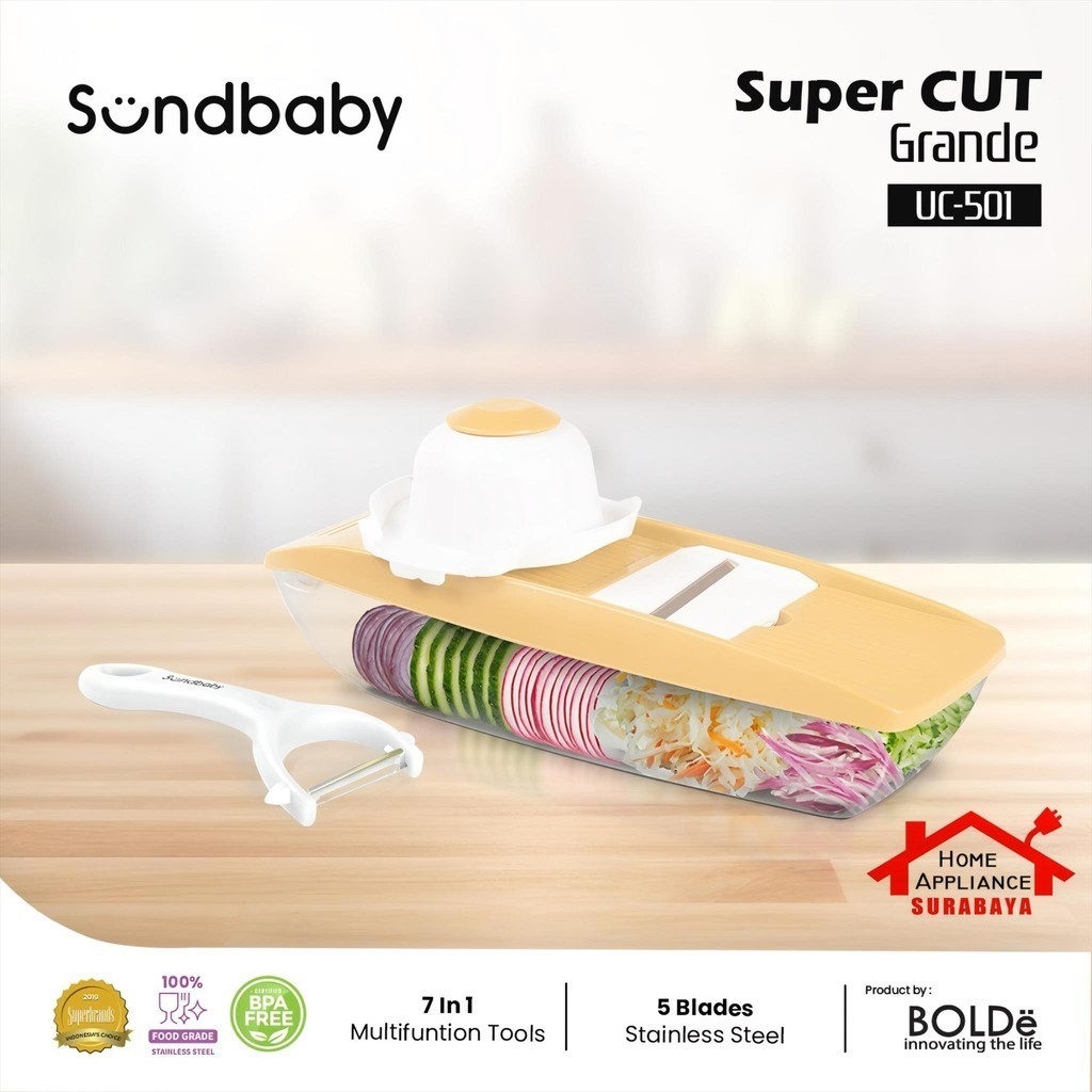 BOLDe SUNDBABY Super Cut Grande 7 IN 1 UC-501 - ที่ขูดผักและผลไม้กันลื่นสแตนเลสระดับพรีเมียม - เครื่