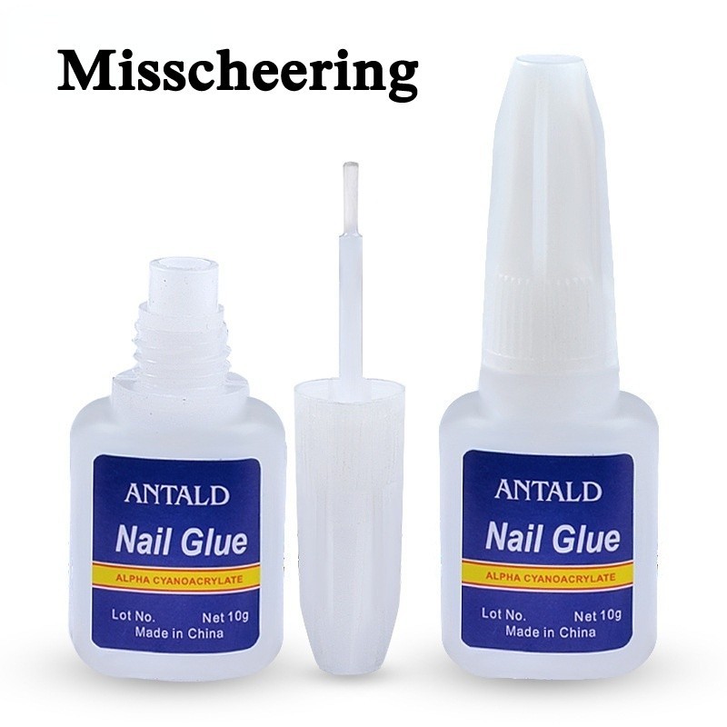 กาวติดเล็บปลอม พร้อมแปรง สีฟ้า 10 กรัม