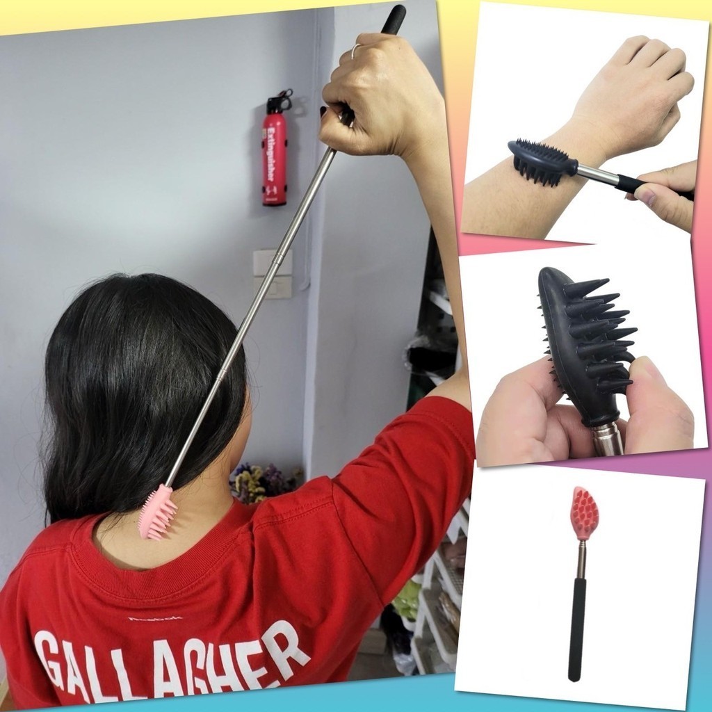 ไม้เกาหลัง ซิลิโคน หัวเล็ก 2 แบบ ปรับสั้น-ยาว ยืดหดได้ เกามันสะใจ แก้คัน เกาหัว สแตนเลส ขนาดพกพา เกรดพรีเมี่ยม
