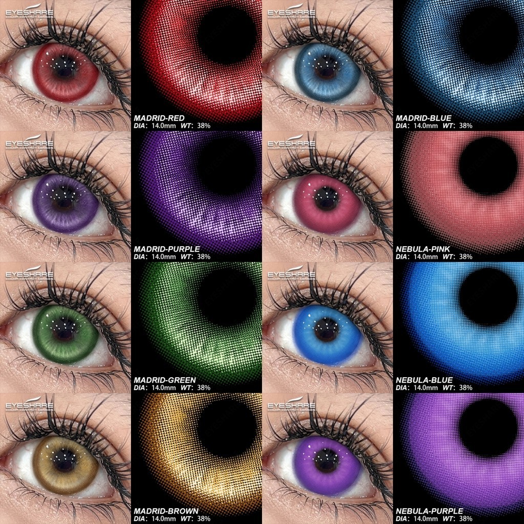[TH]Eyeshare 1 คู่ คอนแทคเลนส์สี y2k คอสเพลย์ตาอะนิเมะ อุปกรณ์เสริม เลนส์สีเขียว/ฟ้า แฟชั่น