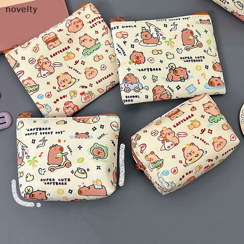 Nly การ์ตูน Capybara กระเป๋าเหรียญกระเป๋าน่ารักกระเป๋าสตางค์แบบพกพากันน้ํา Mini กระเป๋า Lip Key หูฟัง Organizer สําหรับของขวัญเด็ก N