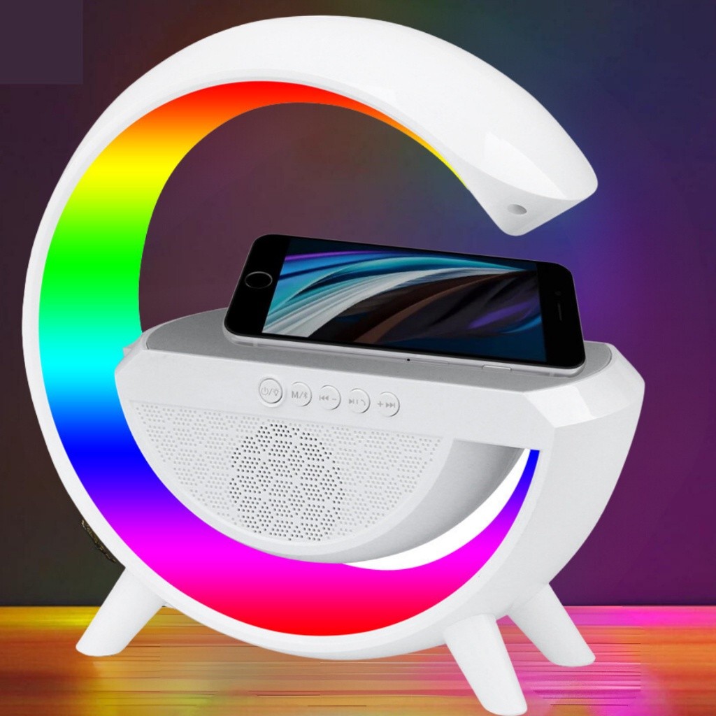 ลําโพงบลูทูธ 4in1 พร้อมโคมไฟ LED และนาฬิกาปลุก RGB ที่ชาร์จแบบไร้สายบรรยากาศ