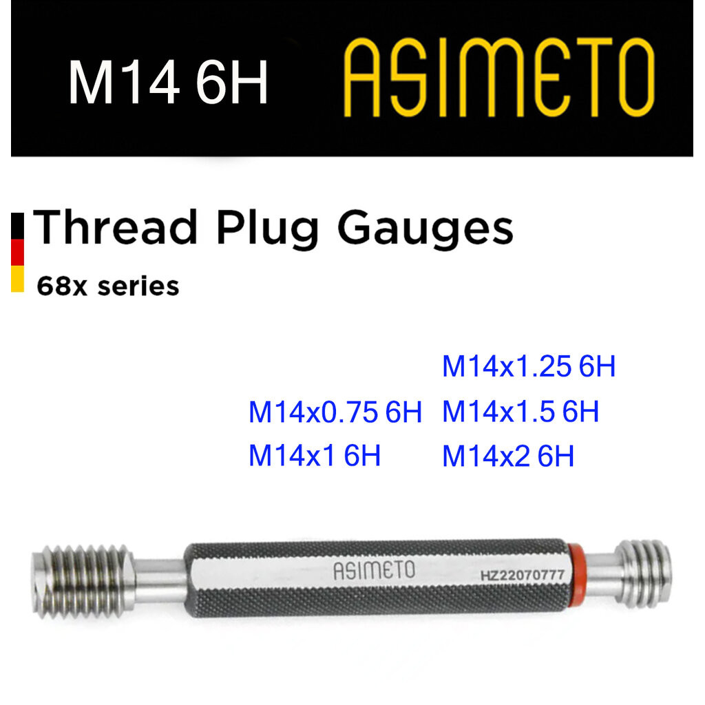 Asimeto Thread plug gauge สกรูปลั๊กเกจ M14x0.75, M14x1, M14x1.25, M14x1.5, M14x2 6H