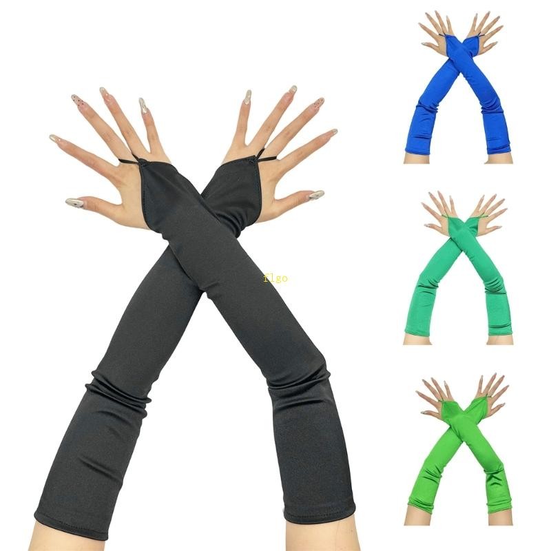 Flgo ถุงมือผู้หญิง 1920s Satins Fingerless ถุงมือสําหรับคอนเสิร์ตเครื่องแต่งกายสําหรับ 1920s
