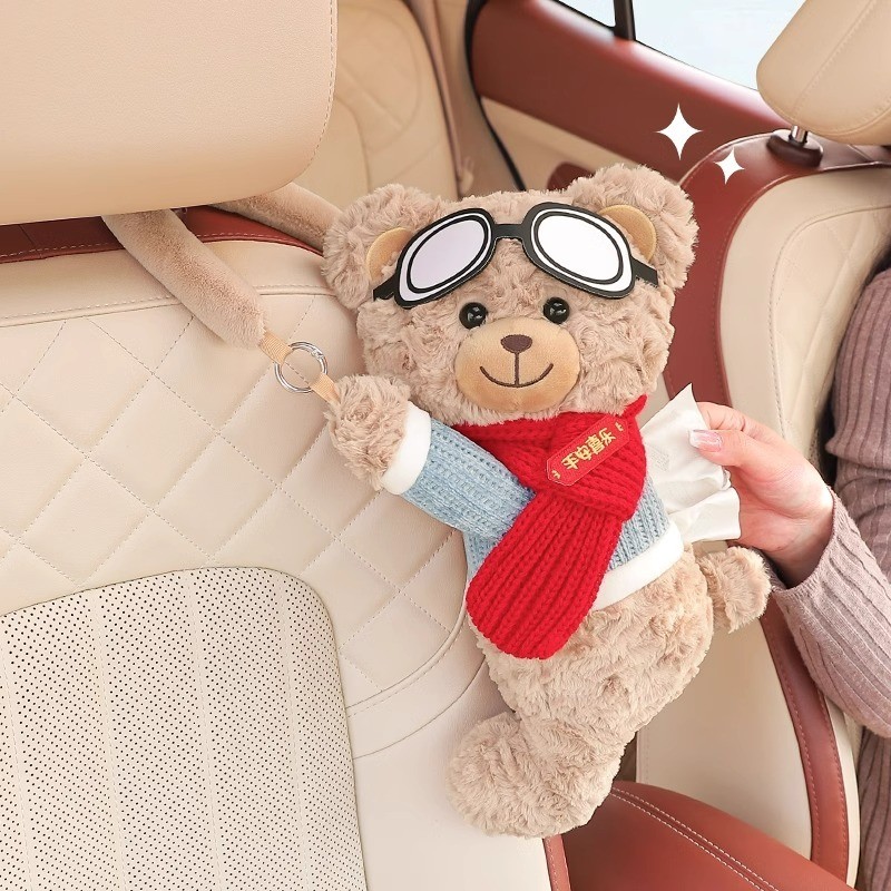 ปลาค็อด!! แขวนหมีรถกล่องกระดาษทิชชูน่ารักรถกล่องสูบน้ํา2-ใน-1ถังขยะการจัดเก็บตกแต่งรถถุงกระดาษทิชชูสาว - รูปที่ 3