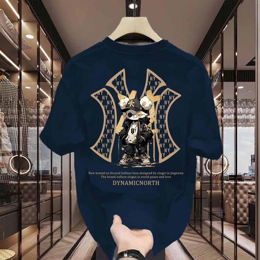 Basi💥 เสื้อยืดผู้ชาย เสื้อยืด oversize เสื้อสตรีท เสื้อยืดคอกลม เกรดพรีเมียม เสื้อคอตตอน100% ใส่สบาย ลาย "DYN AMIC NY"