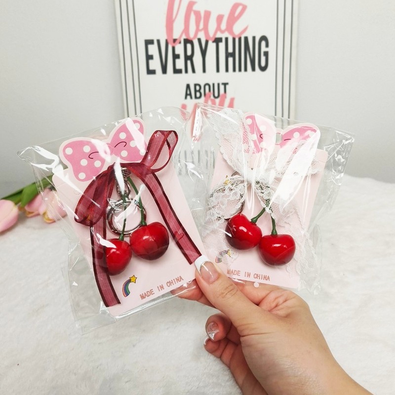 (มีส่งด่วน) tokyosellected(T2308) พวงกุญแจ-เชอร์รี่โบว์ ที่ห้อยกระเป๋า+ห้อยมือถือ - รูปที่ 4