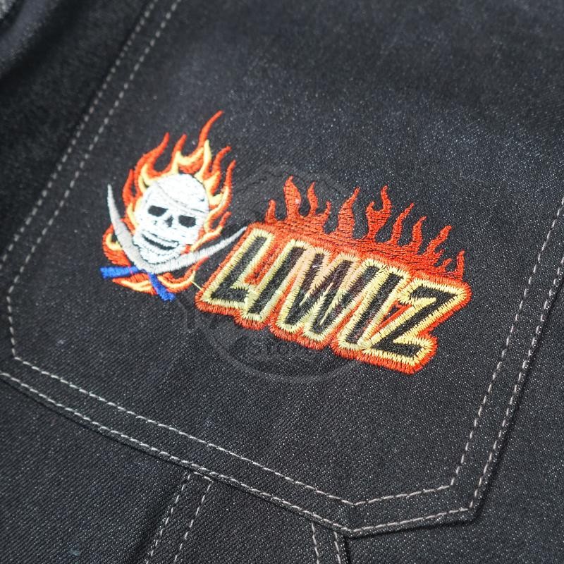 กางเกงยีนส์เลวิส กระบอกใหญ่ ปักลายไฟ2จุด สไตล์เวิร์คแวร์ สีมิดไนท์ ด้ายเทา - รูปที่ 6