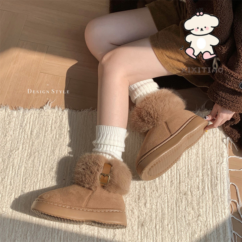Xixtiao Snow Boots สุภาพสตรีฤดูใบไม้ร่วงฤดูหนาวแฟชั่นนุ่มหนาSoled Casual สไตล์ใหม่