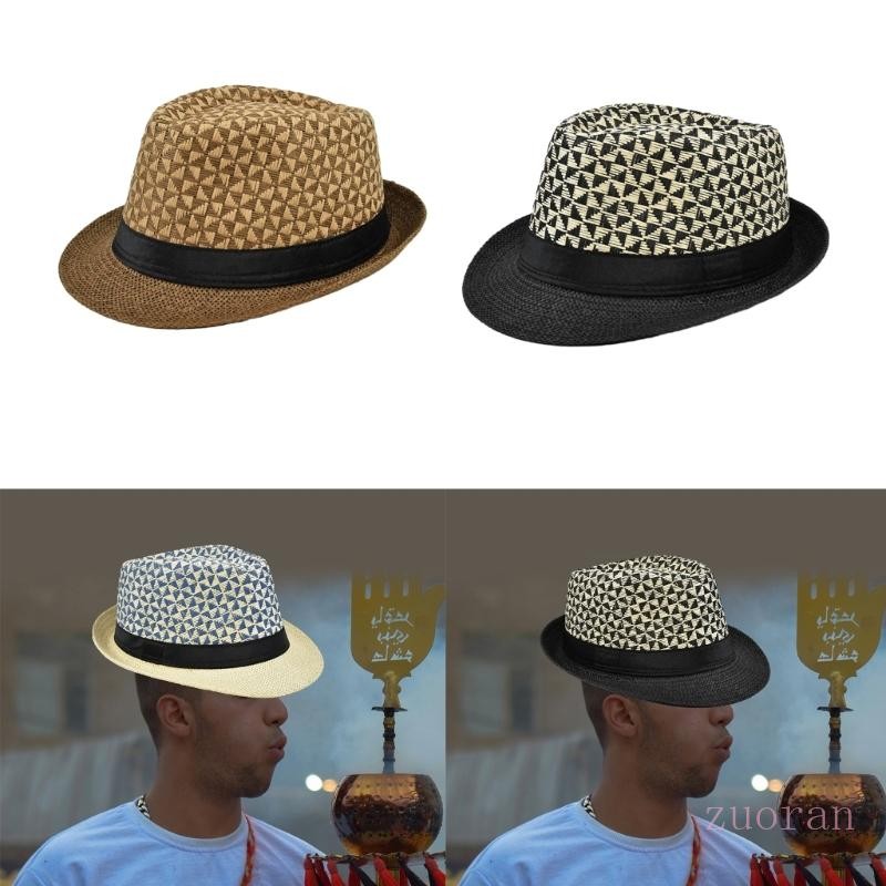 King Straw Fedora Hat Straw Beach Hat Straw หมวกปานามาหมวกฟางฟางสไตล์อังกฤษ