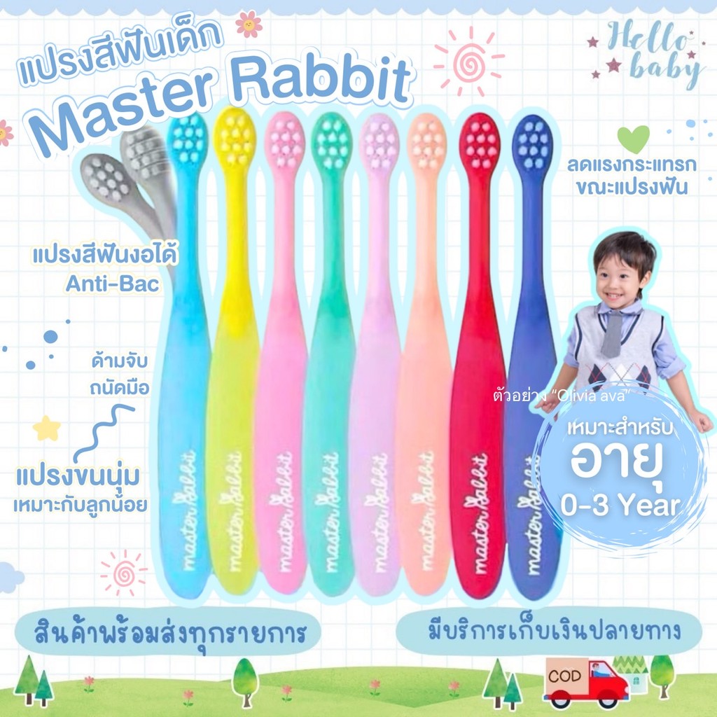 📮ส่งด่วนพิเศษไม่มีวันหยุด📮แปรงสีฟันเด็ก Master Rabbit แบบคออ่อน ขนแปรงนุ่ม สำหรับเด็ก 0-3ปีและ 3-6ปี