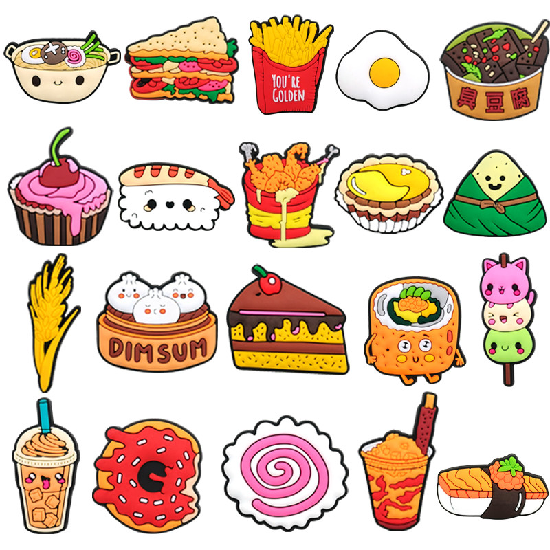 เครื่องรางรองเท้าอาหารสําหรับ Clog รองเท้าแตะที่แตกต่างกันน่ารักรองเท้า Charms ตกแต่งสําหรับสาวเด็กเด็กผู้หญิง