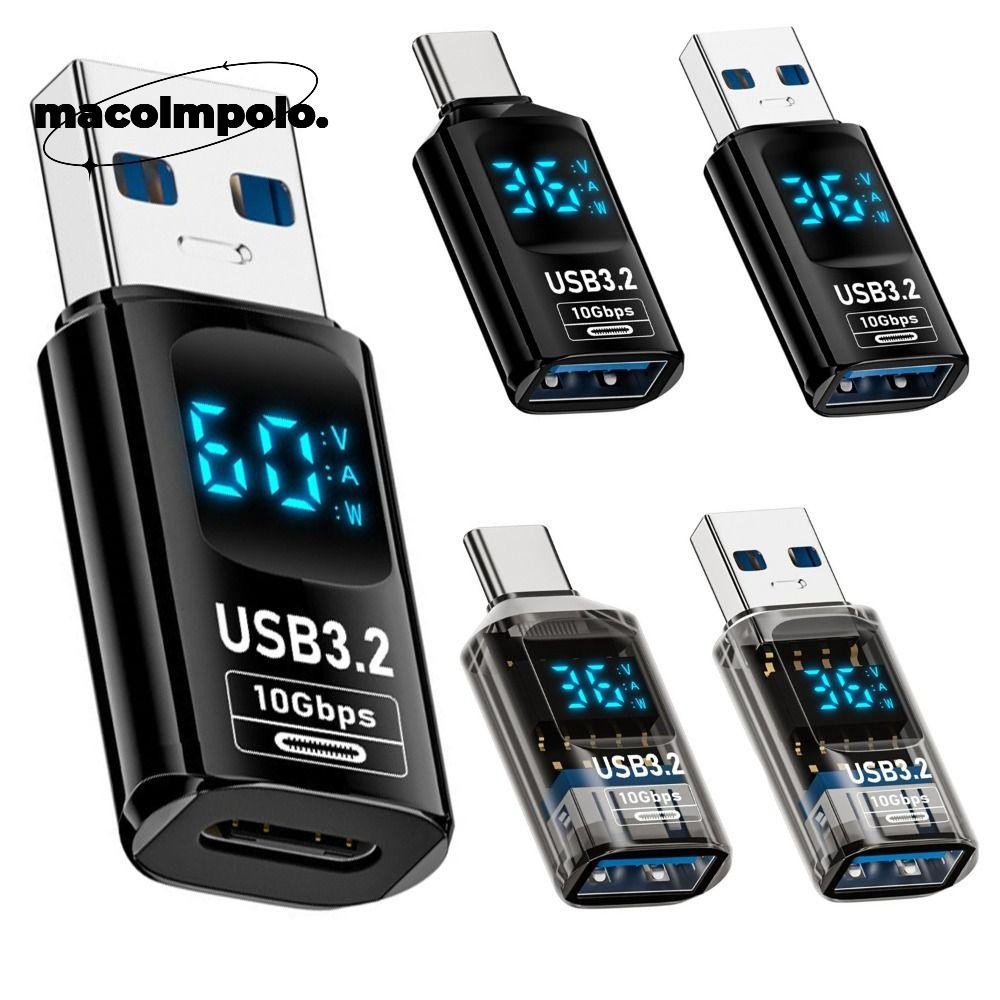 Power Meter Tester USB 3.2 - อะแดปเตอร์ 10Gbps 36-60W, จอ LED, Type-C Converter สำหรับแล็ปท็อปและมือถือ