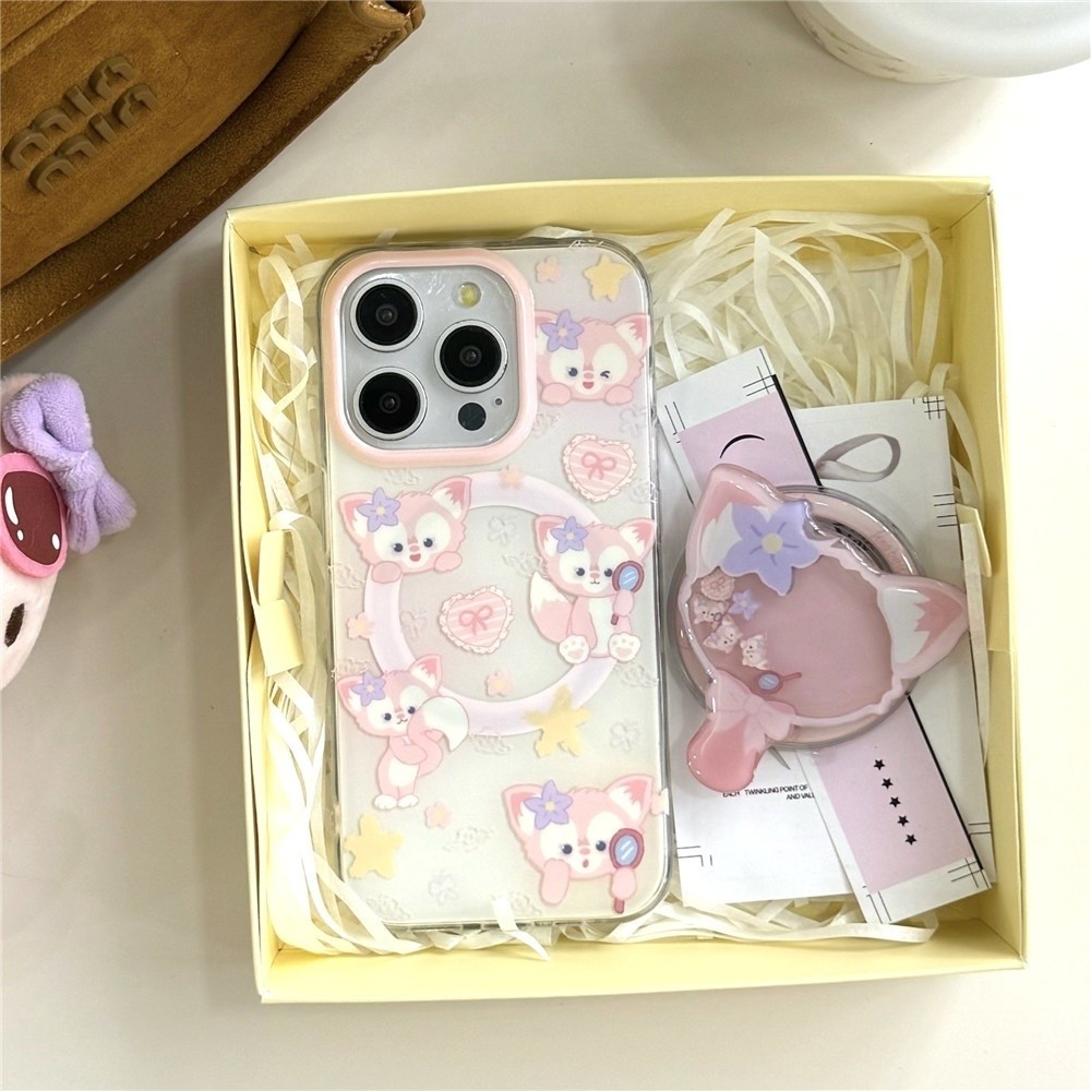เคสแม่เหล็กสั่น Ling Nabel เหมาะสําหรับเคสโทรศัพท์ iPhone16promax 15/13/14Plus/12/11 หญิงน่ารัก 8U40