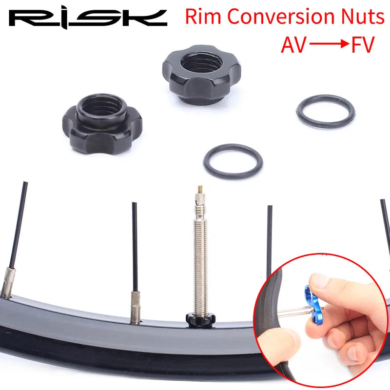 Risk อลูมิเนียมจักรยานขอบเปลี่ยนถั่วเครื่องมือ MTB จักรยานยาง AV to FV Converter Schrader Transfer to Presta วาล์วอะแดปเตอร์