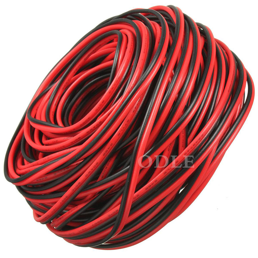 20 เมตร 22AWG LED Strip สายสีแดงสีดําไฟฟ้าขยายสายไฟ 2pin สายไฟ LED Strip Light ขยายสายไฟ