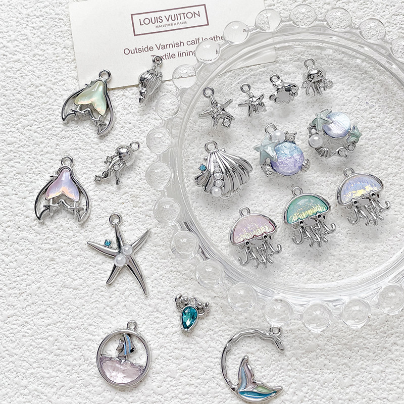 Ins Blue Ocean Series Alloy Shell ปลาดาว Dolphin จี้ diy Handmade สร้อยข้อมือสร้อยคอลูกปัดอุปกรณ์เสริม