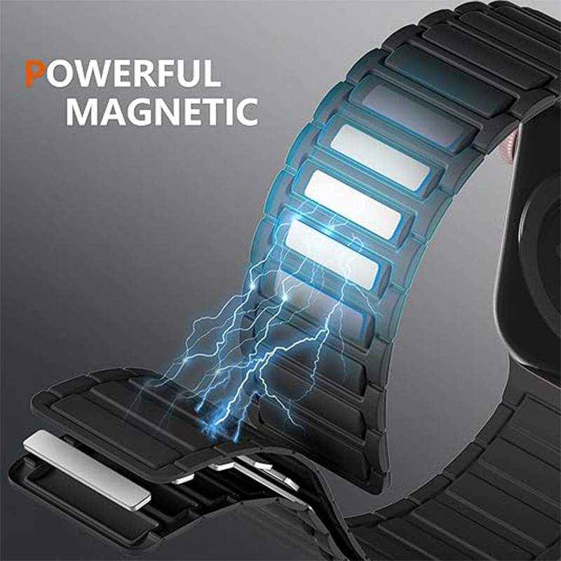 สายรัดซิลิโคนแม่เหล็กกันน้ำเข้ากันได้กับ iwatch band Ultra 2 49 มม. 46 มม. 42 มม. 44 มม. 45 มม. 41 มม. 38 มม. 40 มม.