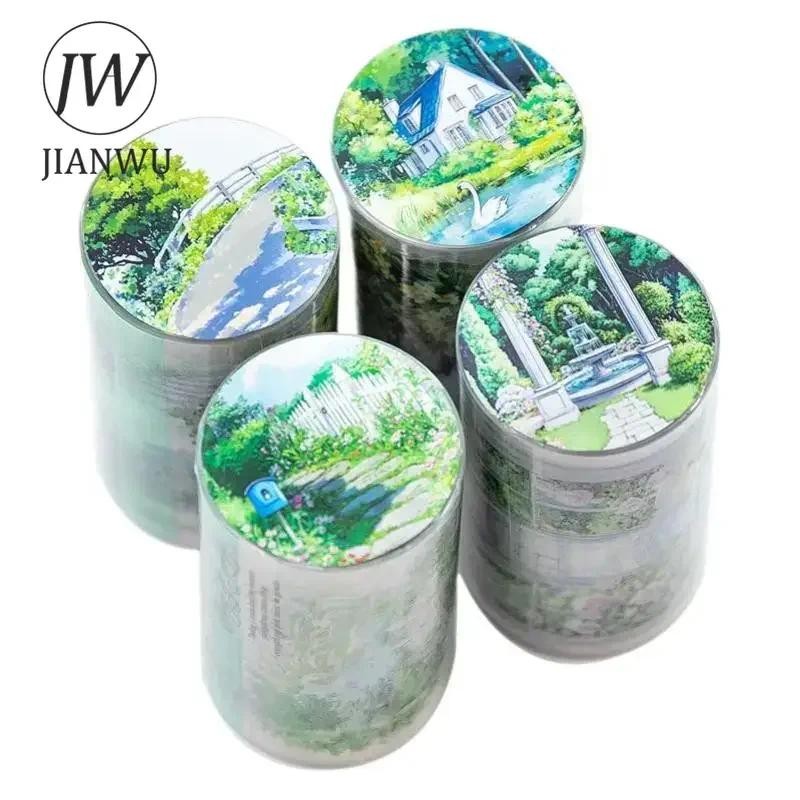 Jianwu 70 มม.* 200 ซม.ฤดู Greenery Series Vintage ดอกไม้ภูมิทัศน์วัสดุ Collage PET เทป Creative DIY Journal เครื่องเขียน