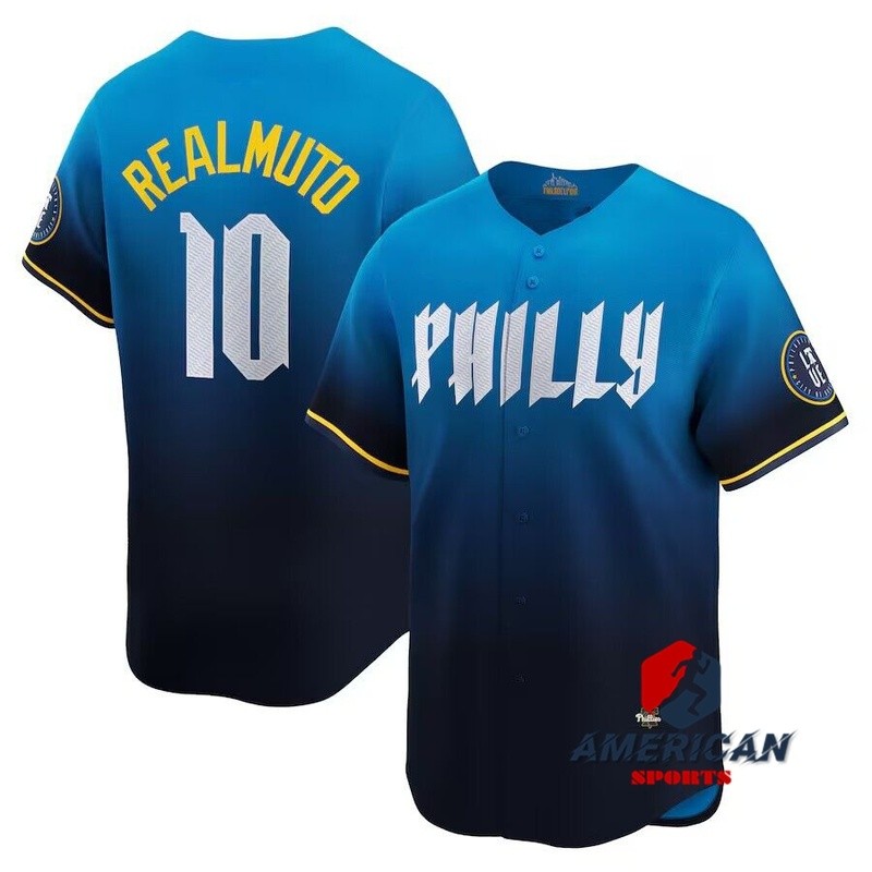 Jersey Philadelphia Phillies JT Realmuto Blue 2024 เสื้อเบสบอลสำหรับผู้ชาย City Connect