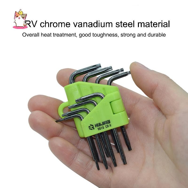 Torx T5 T6 T7 T8 T9 T10 T15 T20 8 แพ็คพิเศษหกเหลี่ยม Star ไขควงไขควงแรงบิดไขควง Star ประแจ L ประเภทมีดซ่อมเครื่องมือการปรับเปลี่ยน DIY งาน