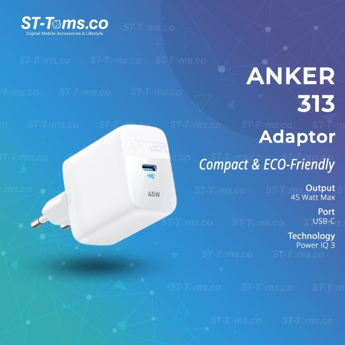 [bimowarso] Anker 313 Super Fast Charging 45W Wall Charger Adapter - A2643 - สีขาว