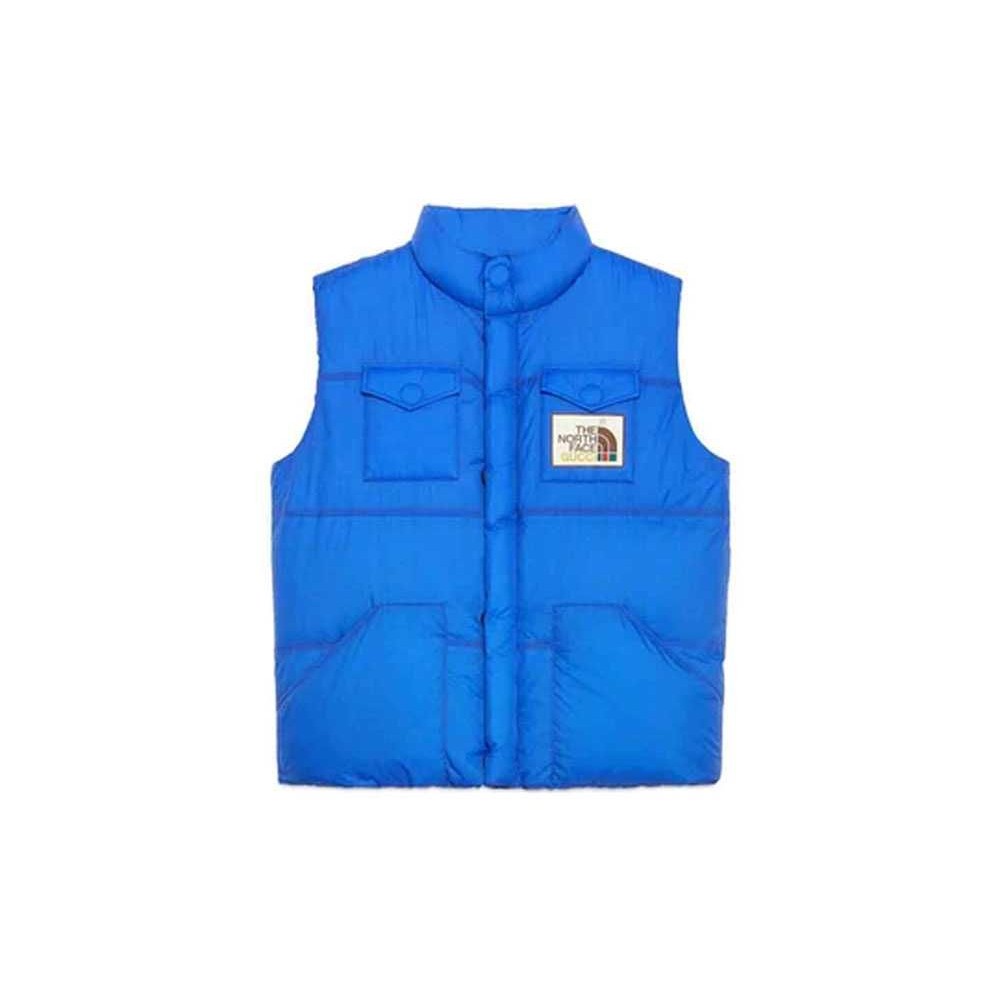 Gucci x The North Face Down Vest Blue Unused