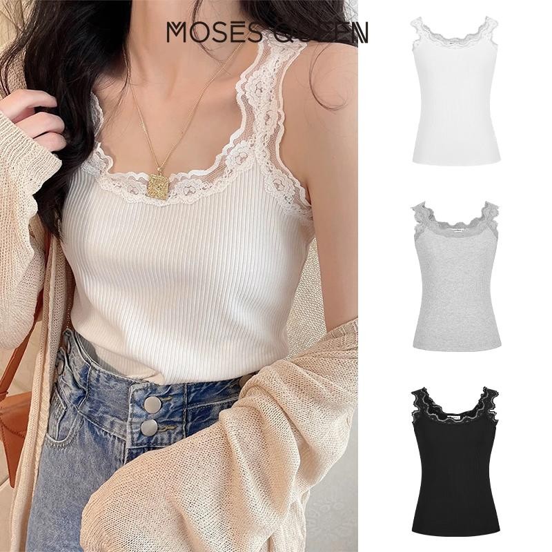 <Mess Queen> เสื้อยกทรงผ้าฝ้ายลูกไม้หวานสําหรับผู้หญิงสําหรับฤดูร้อนสวมใส่,สลิมฟ