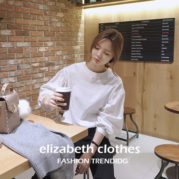 ซีซิลิเซียวเจี๋ย วินเทจแขนยาวโปโลคอเสื้อฝรั่งเศสสบายๆขี้เกียจเสื้อฐานด้านบน