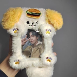 HORIZ Photocard ,มัลติฟังก์ชั่กระต่าย/สุนัข/แมวภาพผู้ถือบัตร,การ์ตูนกระต่ายหูใหญ่กระต่าย/Border Collie Plush Cards Sleeve Gift