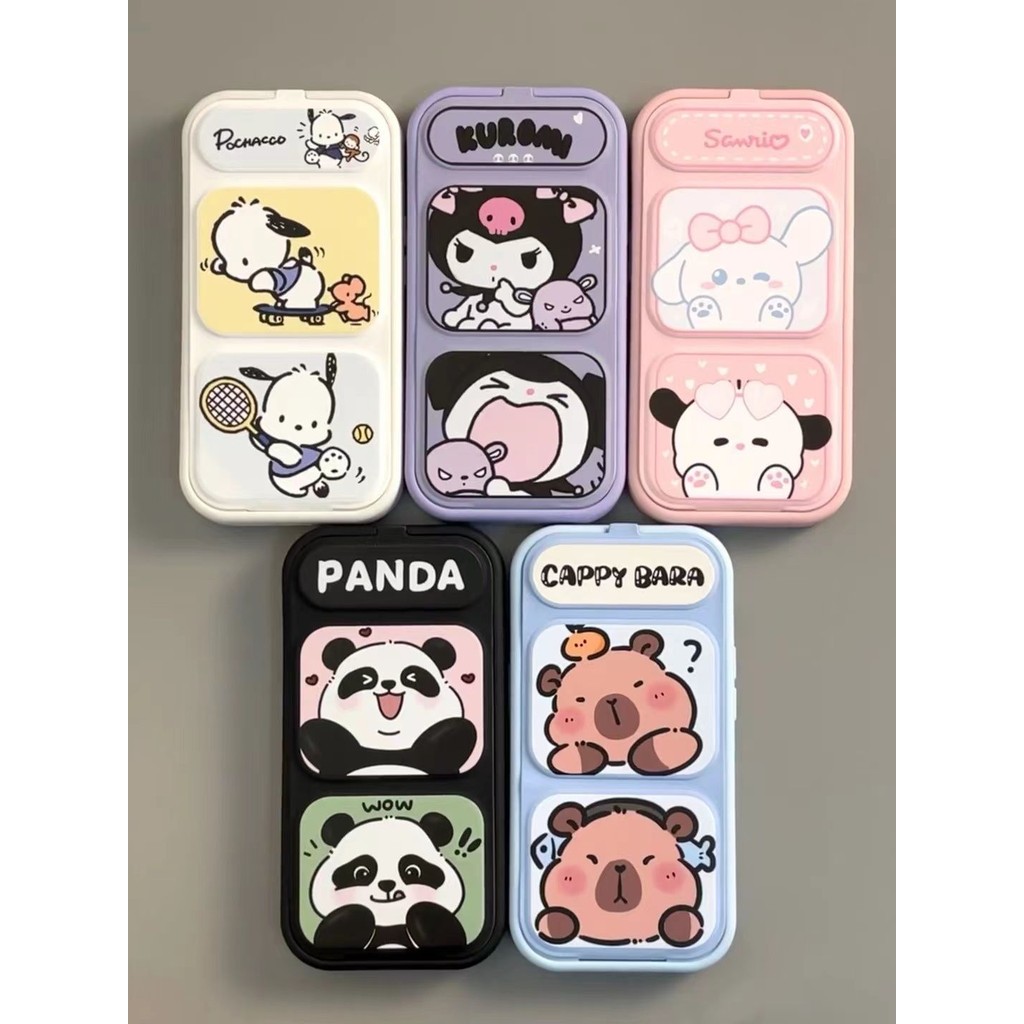 ขาตั้งพับได้สำหรับเคสโทรศัพท์ Apple 16 iPhone 15 Pro Max เคสโทรศัพท์การ์ตูน Kuromi สำหรับ iPhone 14 กันกระแทก 13 ครอบคลุมเต็มรูปแบบ 12 เคสโทรศัพท์คู่