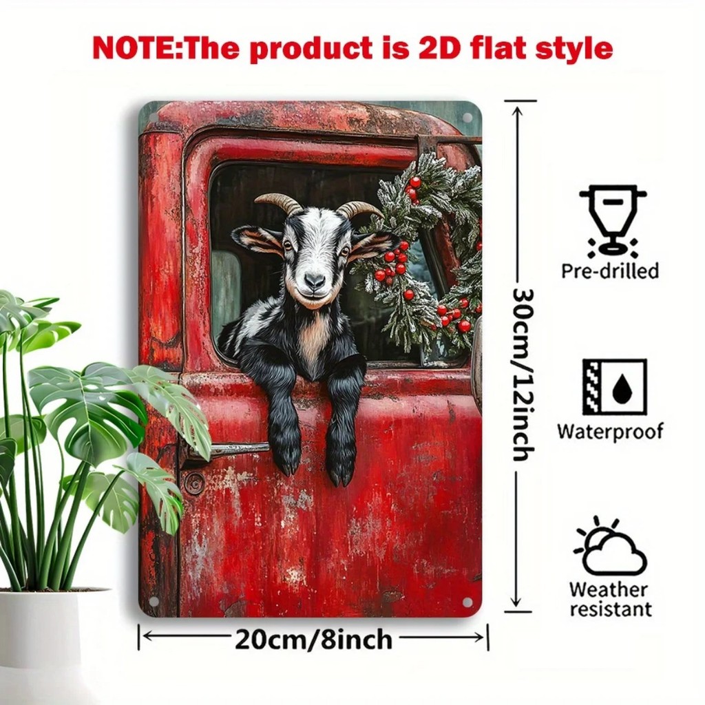 1ชิ้น8x12นิ้วชนบทแพะคริสต์มาสป้ายโลหะปักแผ่นโลหะผนังนํามาใช้ใหม่งานศิลปะสําหรับบ้านคลับคาเฟ่ตกแต่งวันหยุด - รูปที่ 6
