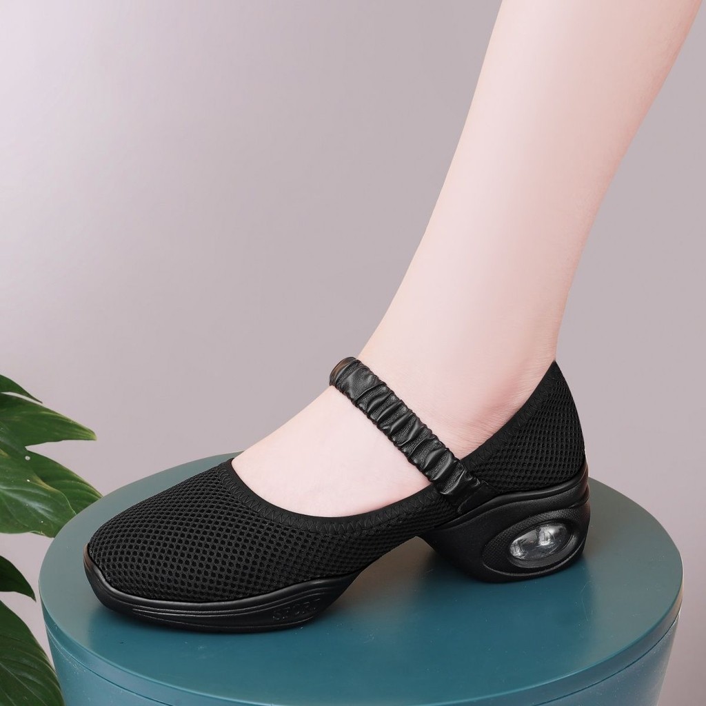 รองเท้าเต้นรําตาข่ายระบายอากาศรองเท้าแตะเพิ่มความสูงพื้นนิ่ม - รูปที่ 4