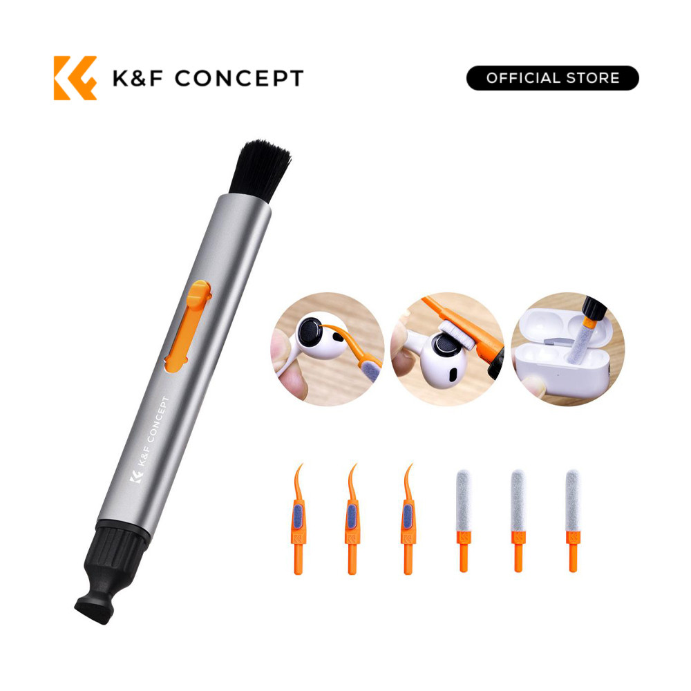 K&F Concept 7-in-1 เลนส์กล้องชุดทําความสะอาดโทรศัพท์มือถือพร้อมปากกาทําความสะอาดแบบถอดเปลี่ยนได้ Flo