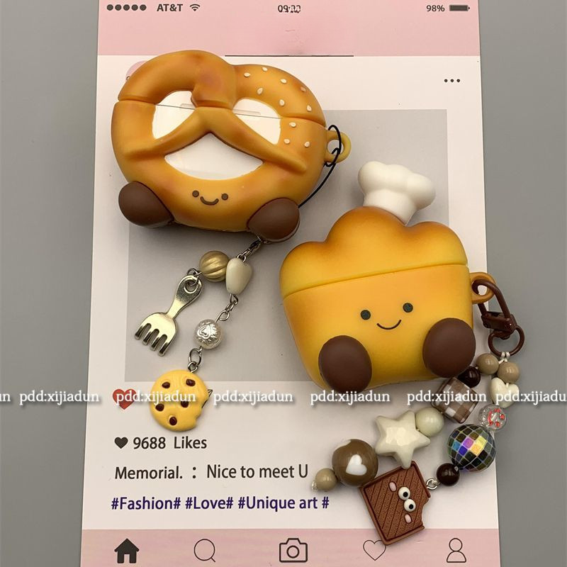ขนมปังอัลคาไลน์ เหมาะสำหรับเคสป้องกันหูฟัง AirPods เคสป้องกัน AirPods 1 รุ่น น่ารัก AirPods 2 รุ่น แฟชั่น AirPods 3 รุ่น การ์ตูน AirPods Pro 2 รุ่น เคสป้องกัน